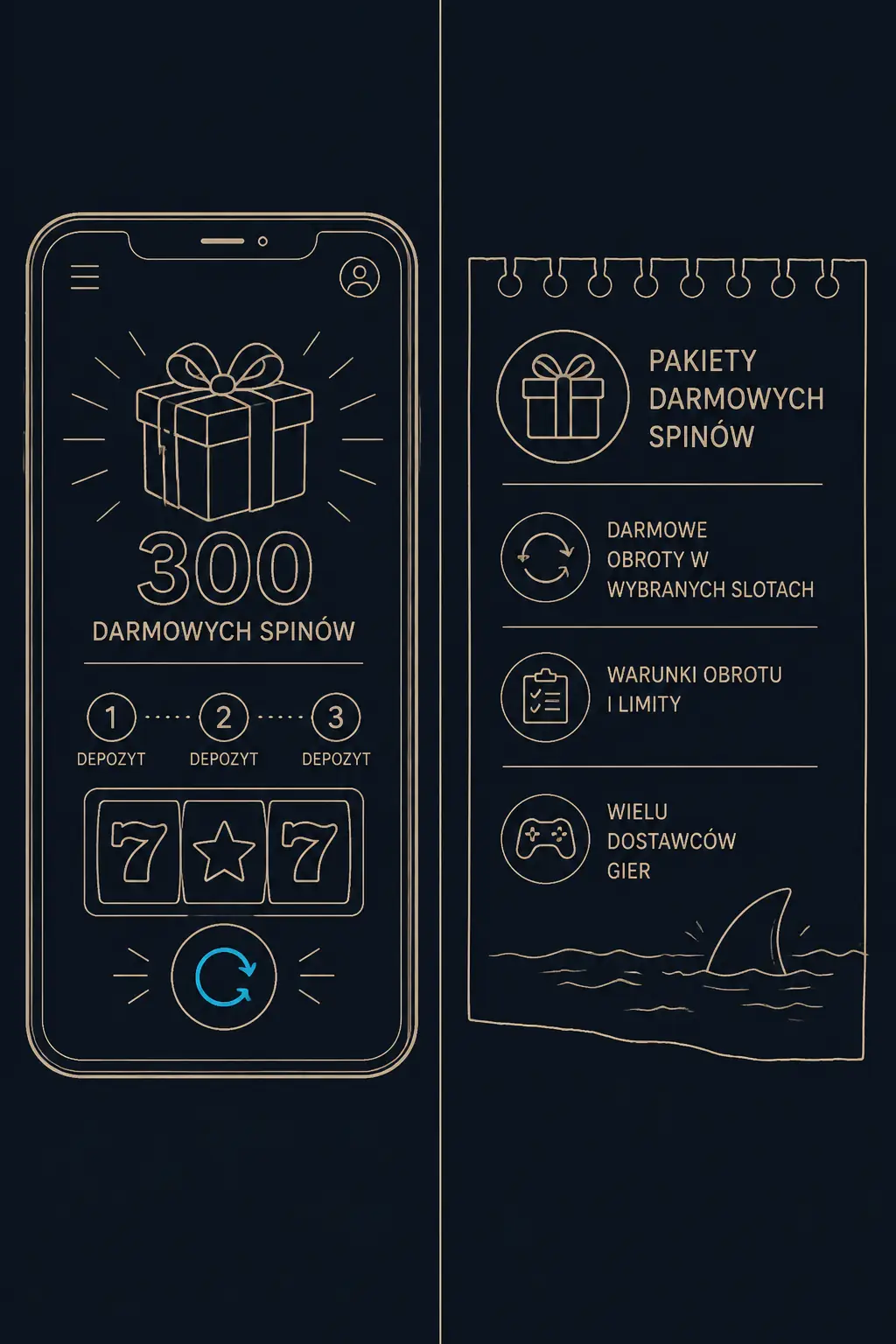 Winshark Darmowe Spiny — 300 FS w Pakiecie Powitalnym visual guide for Winshark Casino